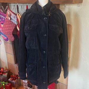 Faherty Blue Smoke Velvet Arosa Hooded Jacket, size XS